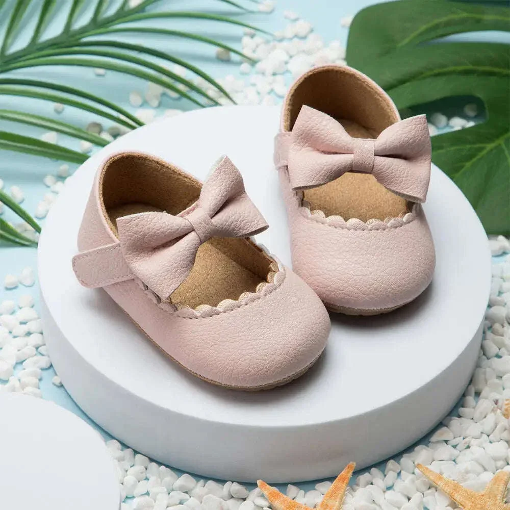 Retro Solid Color Bow Baby Walking Shoes for Early Steps - Image 3