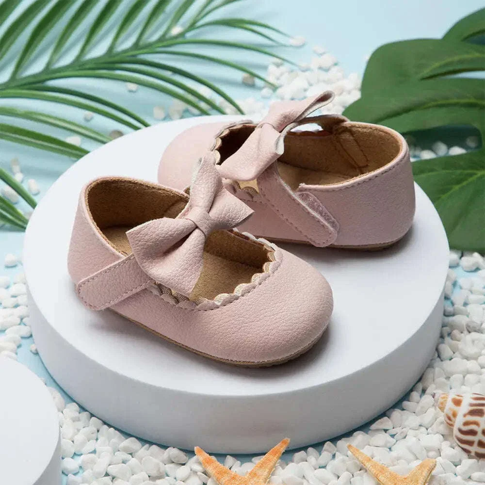 Retro Solid Color Bow Baby Walking Shoes for Early Steps - Image 4