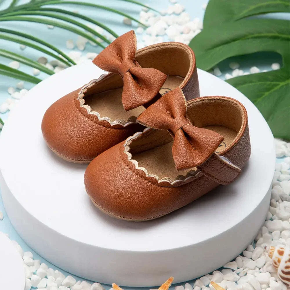 Retro Solid Color Bow Baby Walking Shoes for Early Steps - Image 5