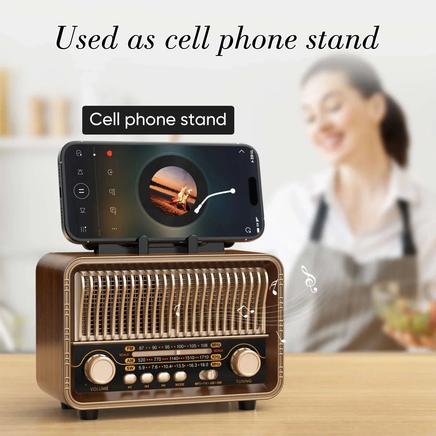 Retro Wireless Radio AM/FM/SW Portable with Bluetooth and Rechargeable Battery - Image 5