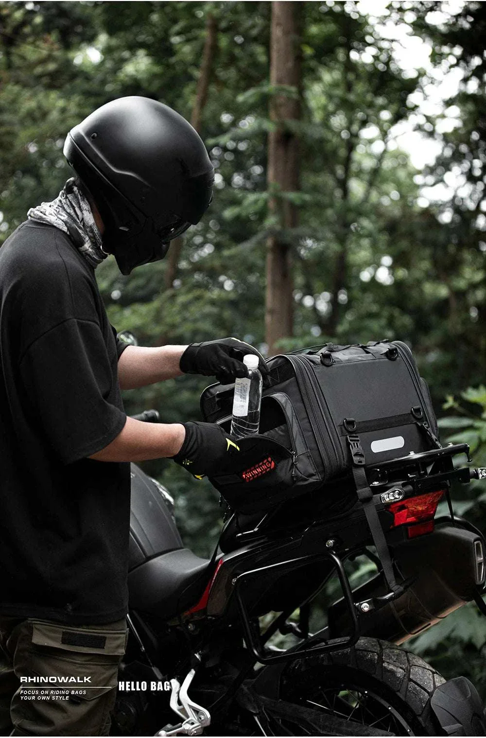 Motorcycle Tail Bag Expandable Luggage 19L–80L Rack Trunk Storage - Image 10