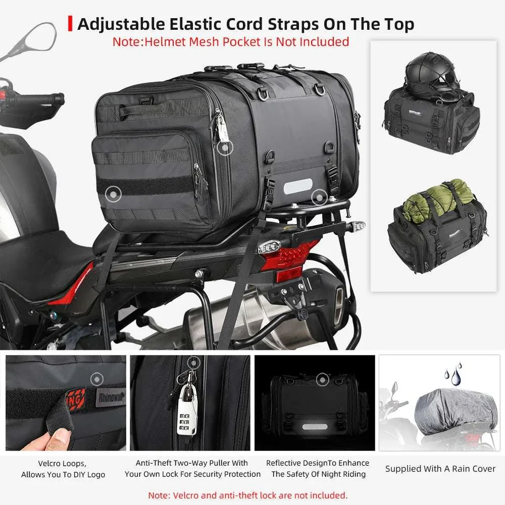 Motorcycle Tail Bag Expandable Luggage 19L–80L Rack Trunk Storage - Image 5