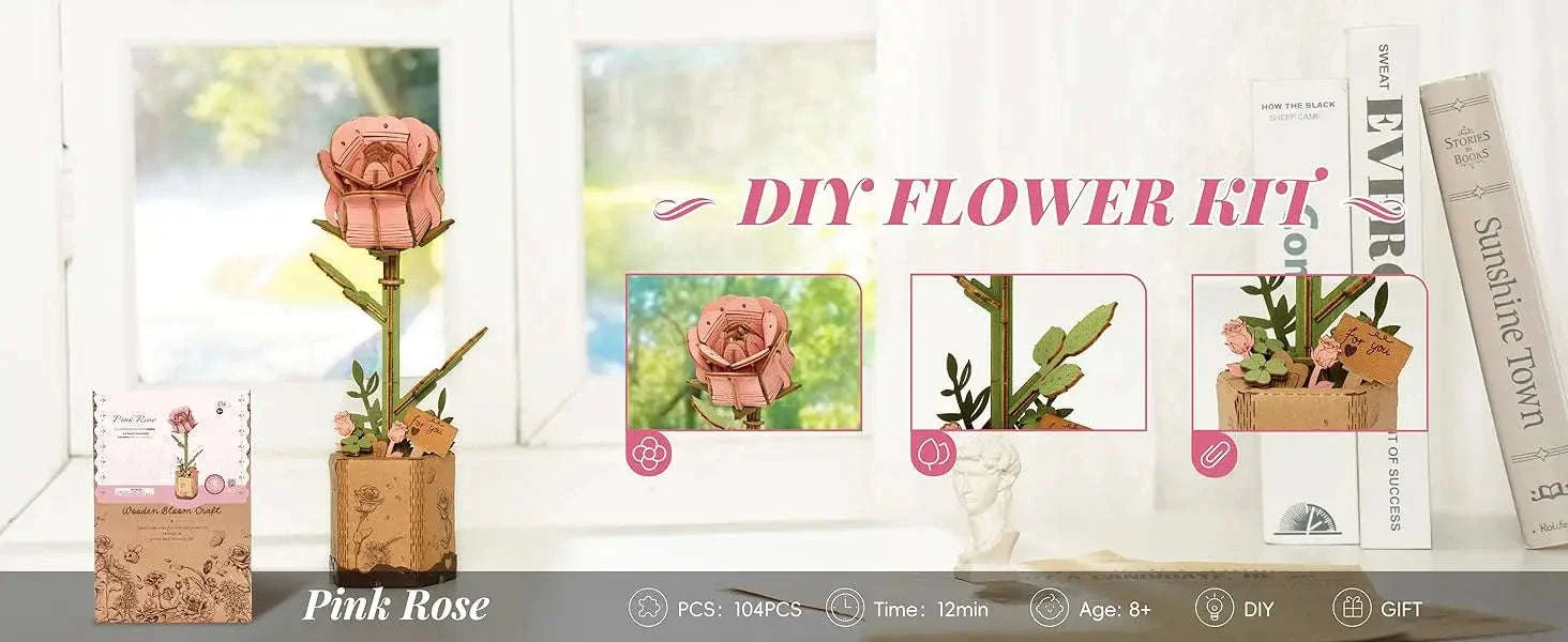 3D Wooden Puzzle Flowers Bouquet Craft Kit - Image 13