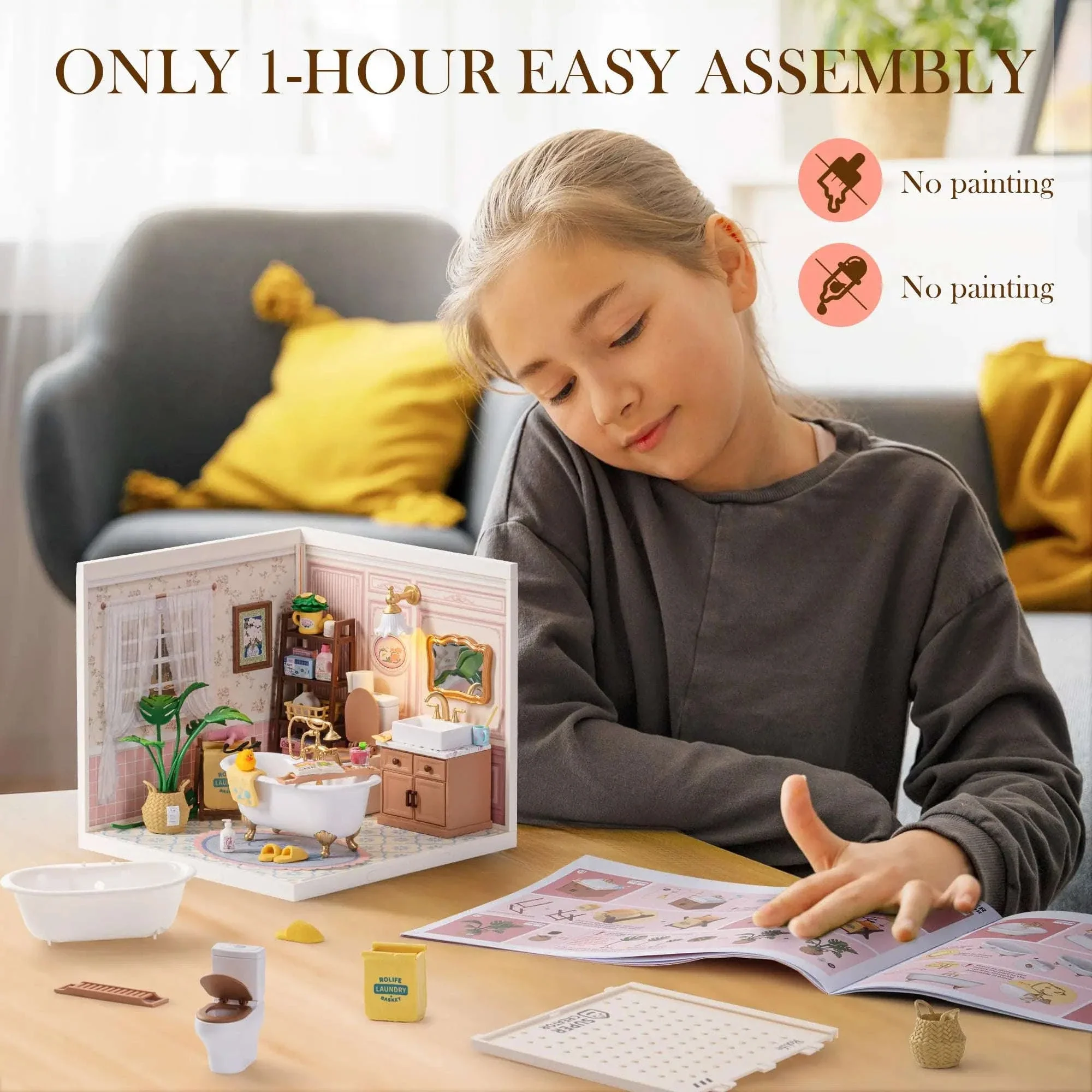 DIY Miniature House Kit Pop Bubble Bathroom Set - Image 3