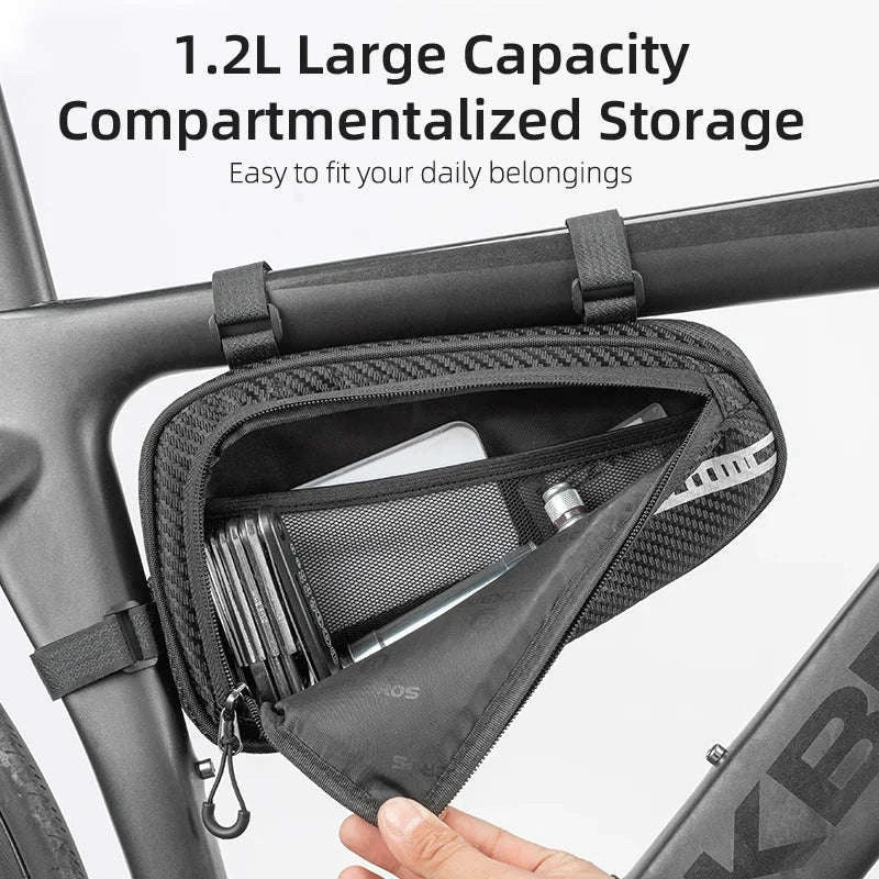 ROCKBROS 1.2L Bike Frame Triangle Bag Rainproof Reflective - Image 3