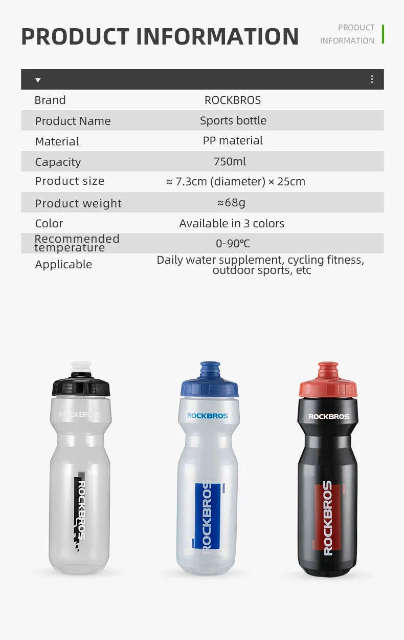 750ml Bicycle Water Bottle Leak-Proof Sports Cycling Drink Bottle - Image 8