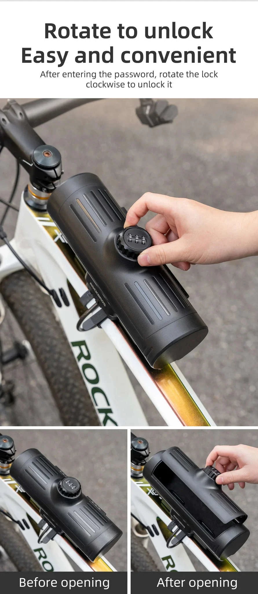 Waterproof Bike Frame Bag with Password Lock 0.7L - Image 11
