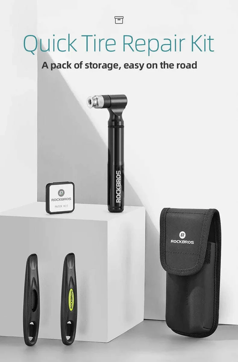 Bicycle Flat Tire Repair Kit with 130PSI Pump & Patch Set - Image 7
