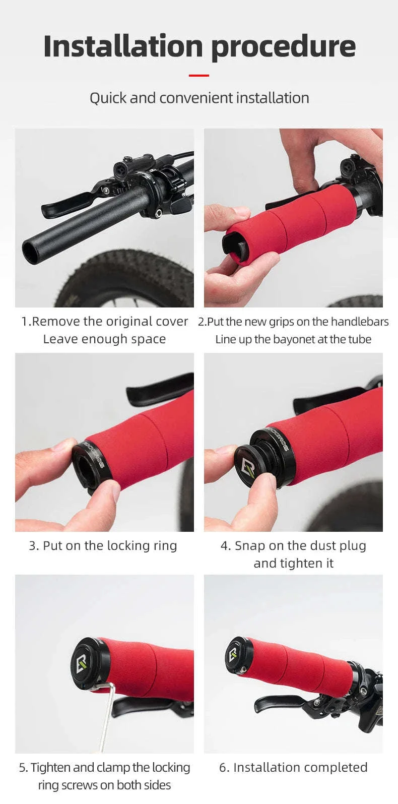 Bicycle Handlebar Grips 22mm EVA Shock-Absorbing Lock-On Pair - Image 18