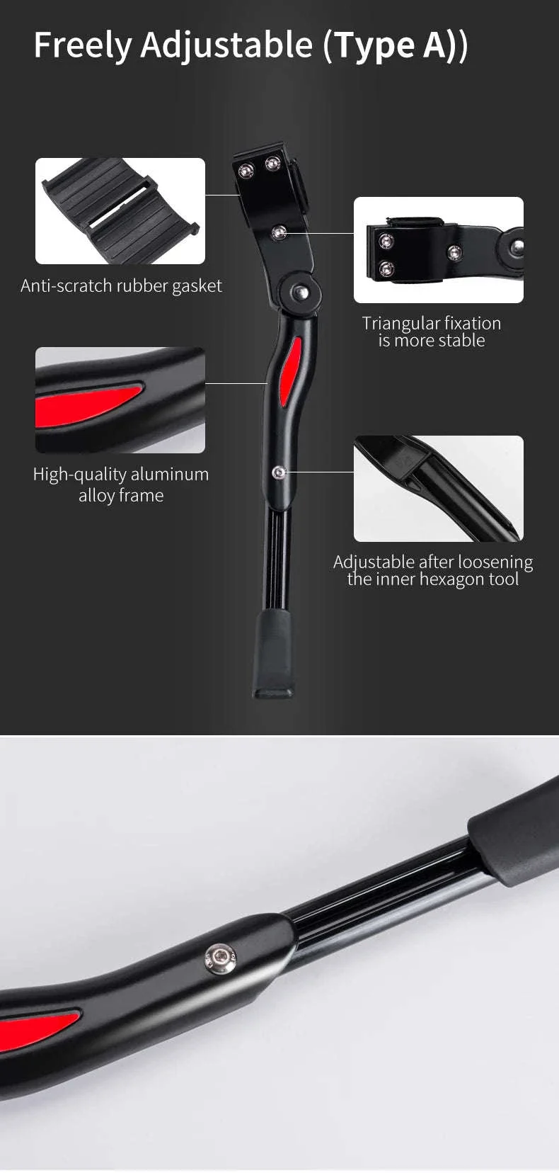 Adjustable Bicycle Kickstand Aluminum Alloy Stable Bike Support Stand - Image 11