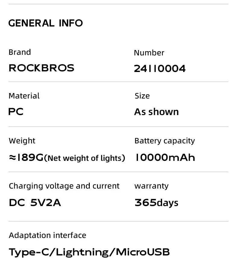Bicycle Front Light RL-S2, IPX6 Waterproof 10000mAh - Image 10