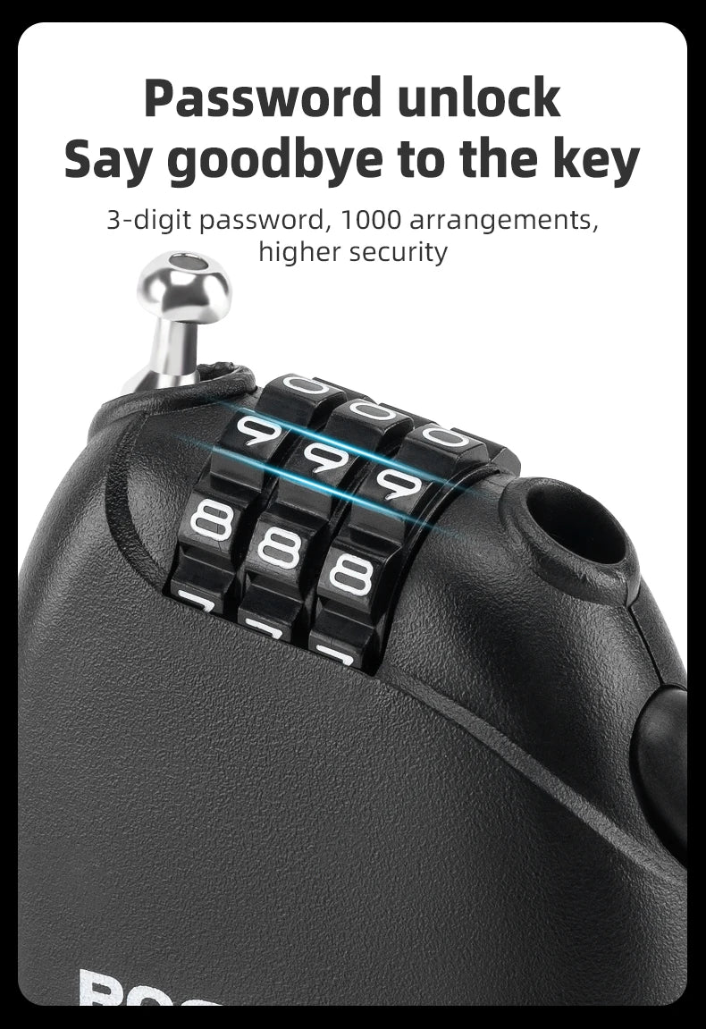 3-Digit Bicycle Cable Lock Steel Anti-Theft Helmet & Bike Lock - Image 11