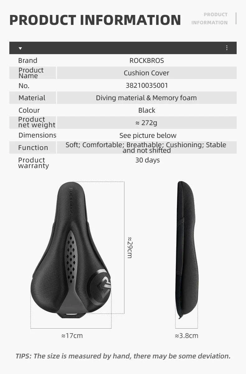 Bicycle Saddle Cover Memory Foam Gel Seat Cushion - Image 8
