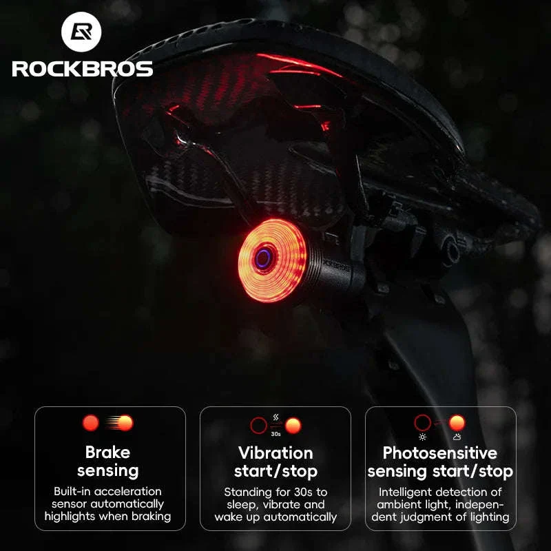 Smart Auto Brake Sensing Bike Tail Light USB Rechargeable IPX6