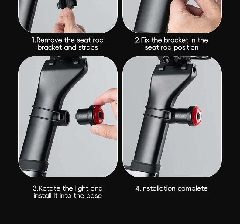 Smart Auto Brake Sensing Bike Tail Light USB Rechargeable IPX6 - Image 25