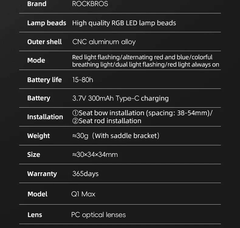 Smart Bike Rear Light with Brake Sensor & 5 Modes USB-C - Image 10