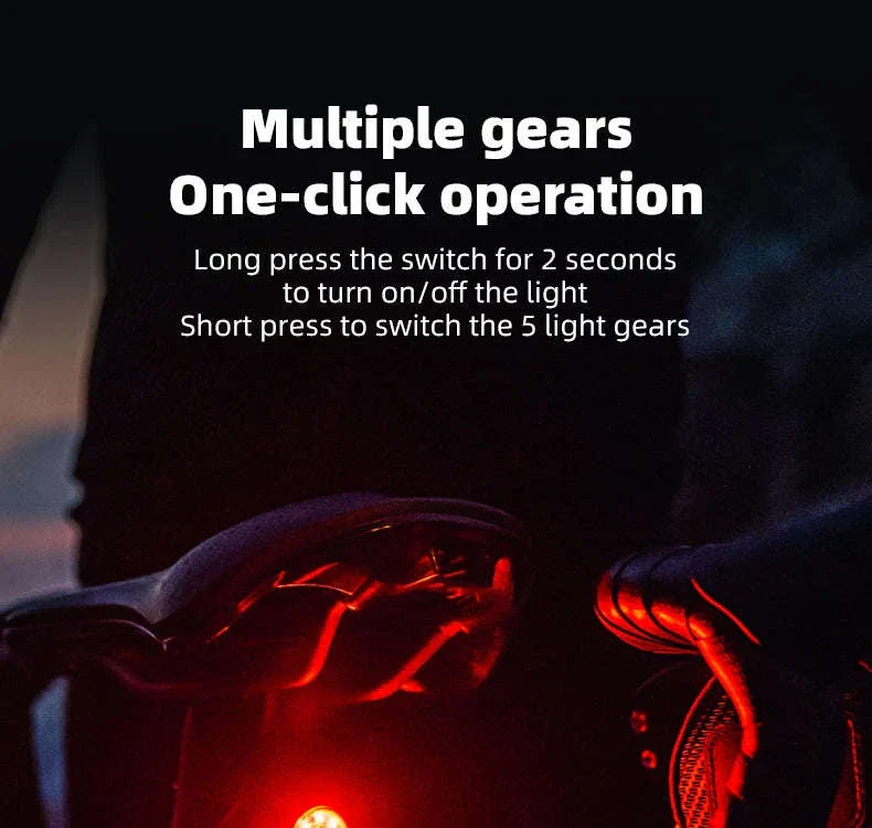 Smart Bike Rear Light with Brake Sensor & 5 Modes USB-C - Image 19