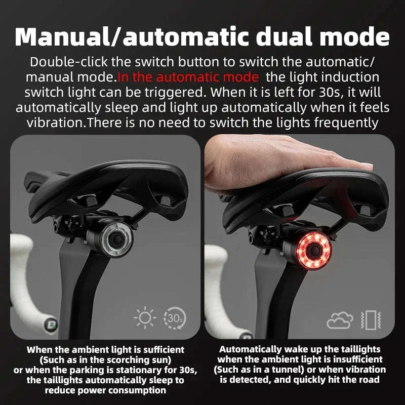 Smart Bike Rear Light with Brake Sensor & 5 Modes USB-C - Image 6