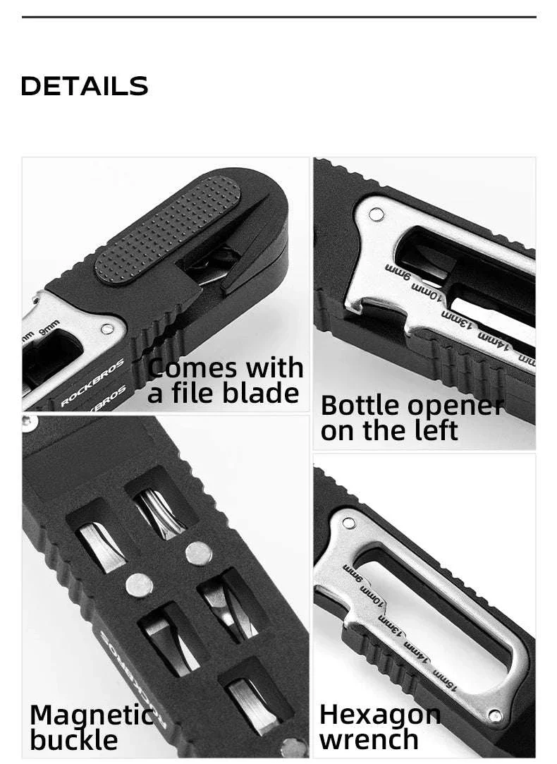 ROCKBROS Bicycle Multi-Tool Kit with Ratchet Wrench & Tire Levers - Image 17