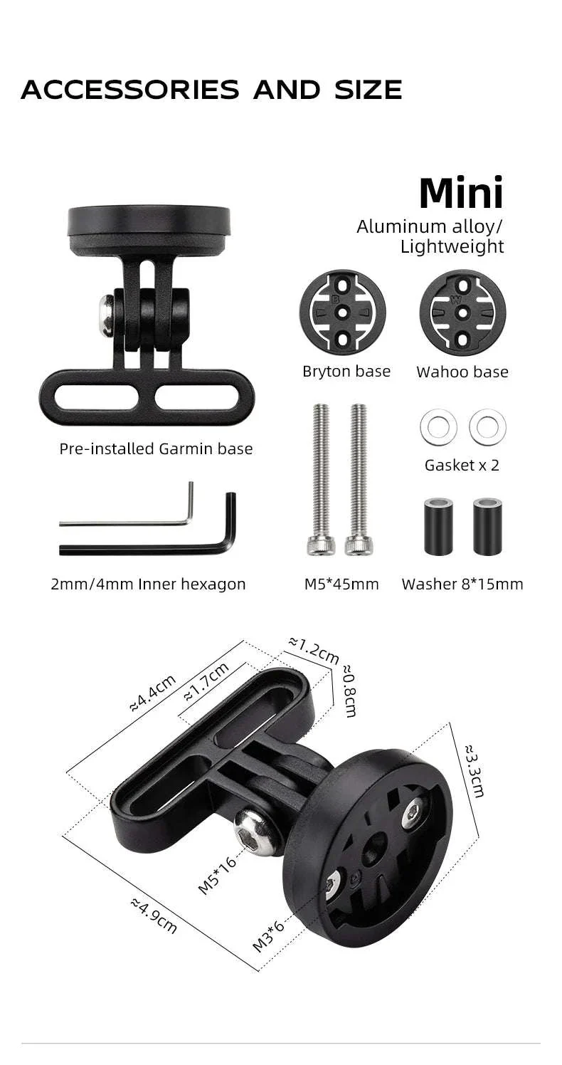 Bike Computer Mount Extension with Front Light Holder Alloy Bracket - Image 20