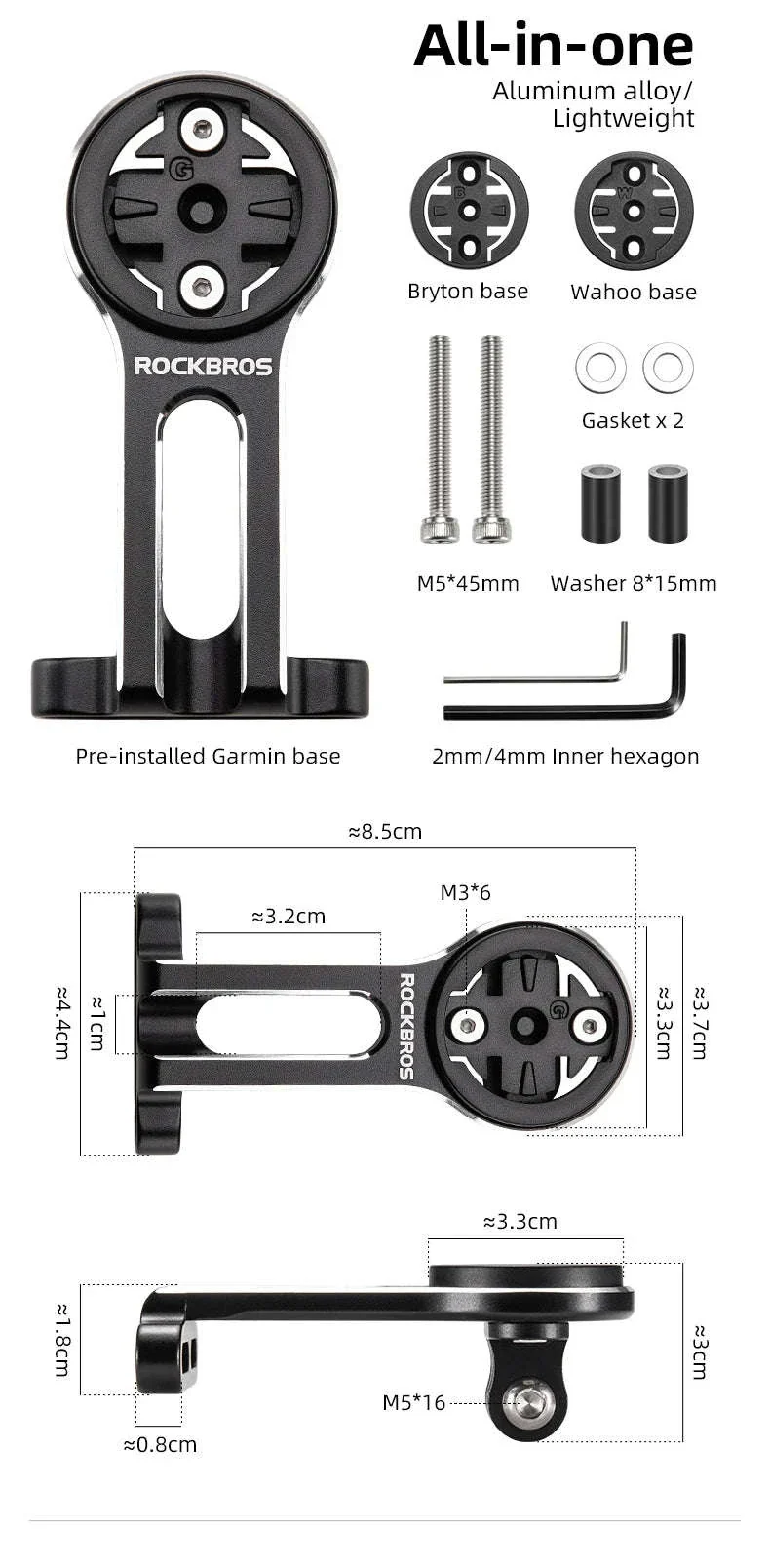 Bike Computer Mount Extension with Front Light Holder Alloy Bracket - Image 21