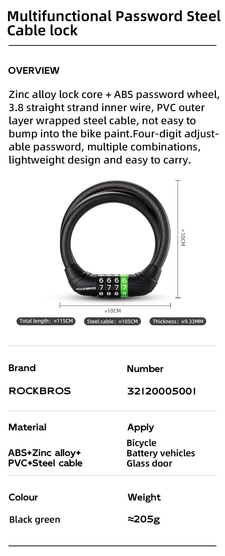 Bike Cable Lock with Password Security - Image 8