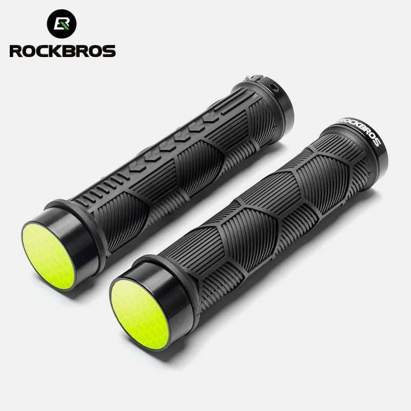 Non-Slip Bike Handlebar Grips with Locking Rings and Reflective Strips