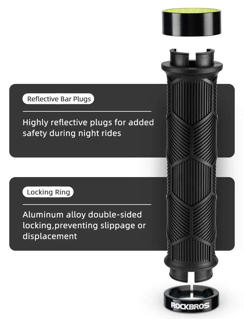 Non-Slip Bike Handlebar Grips with Locking Rings and Reflective Strips - Image 11