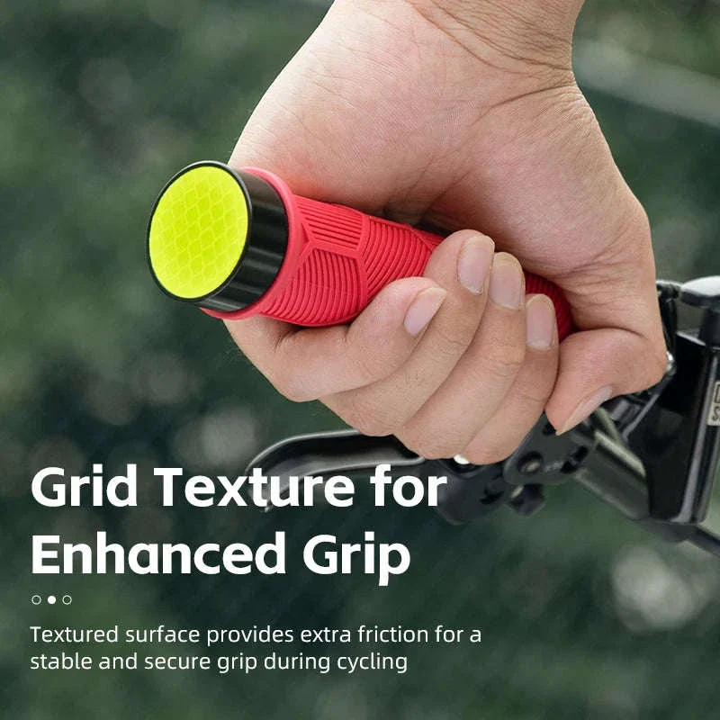 Non-Slip Bike Handlebar Grips with Locking Rings and Reflective Strips - Image 2