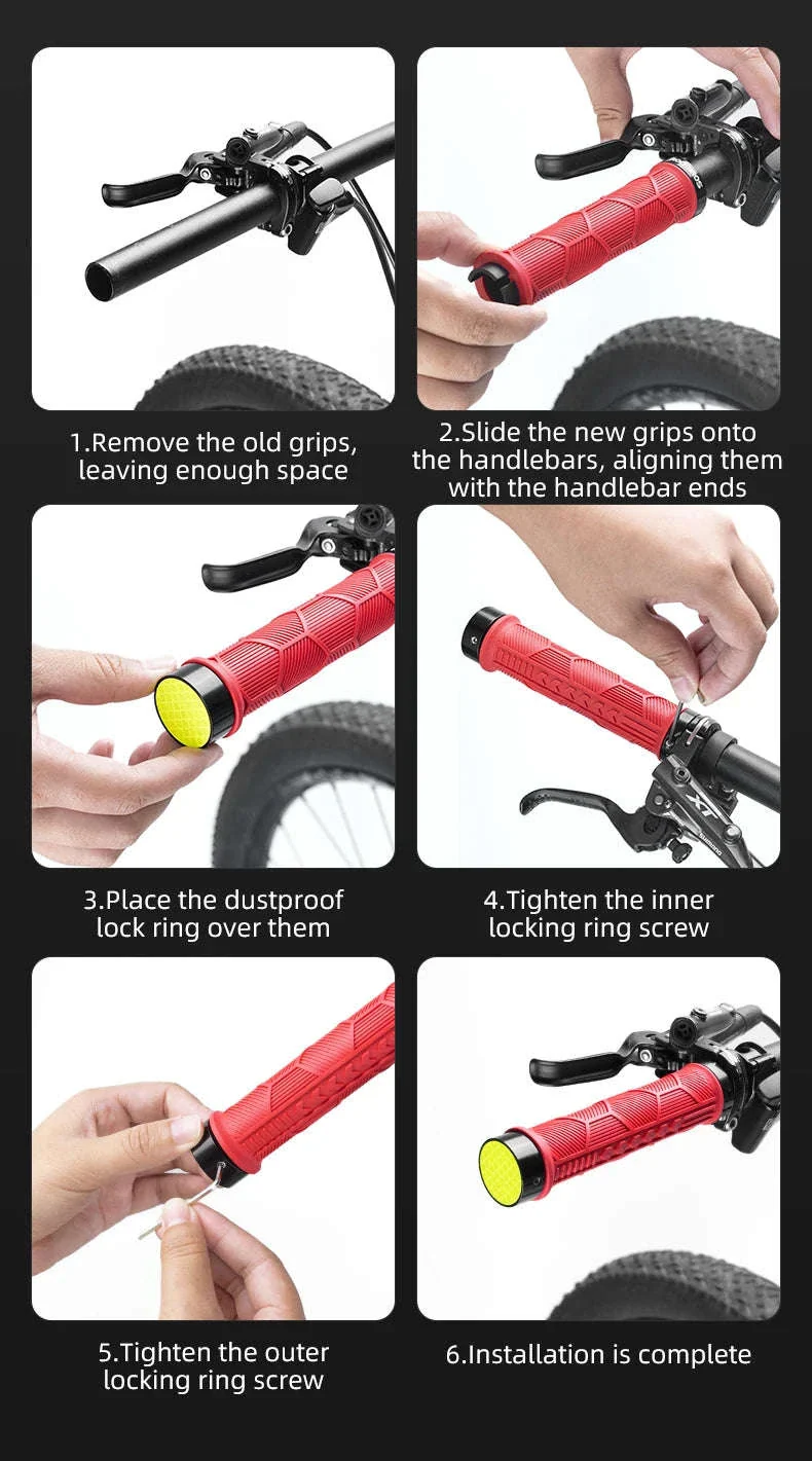 Non-Slip Bike Handlebar Grips with Locking Rings and Reflective Strips - Image 20