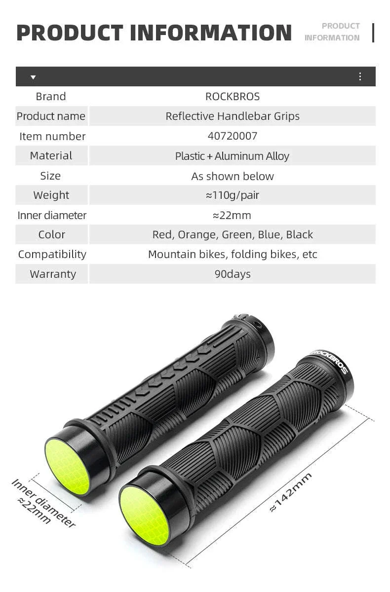 Non-Slip Bike Handlebar Grips with Locking Rings and Reflective Strips - Image 8