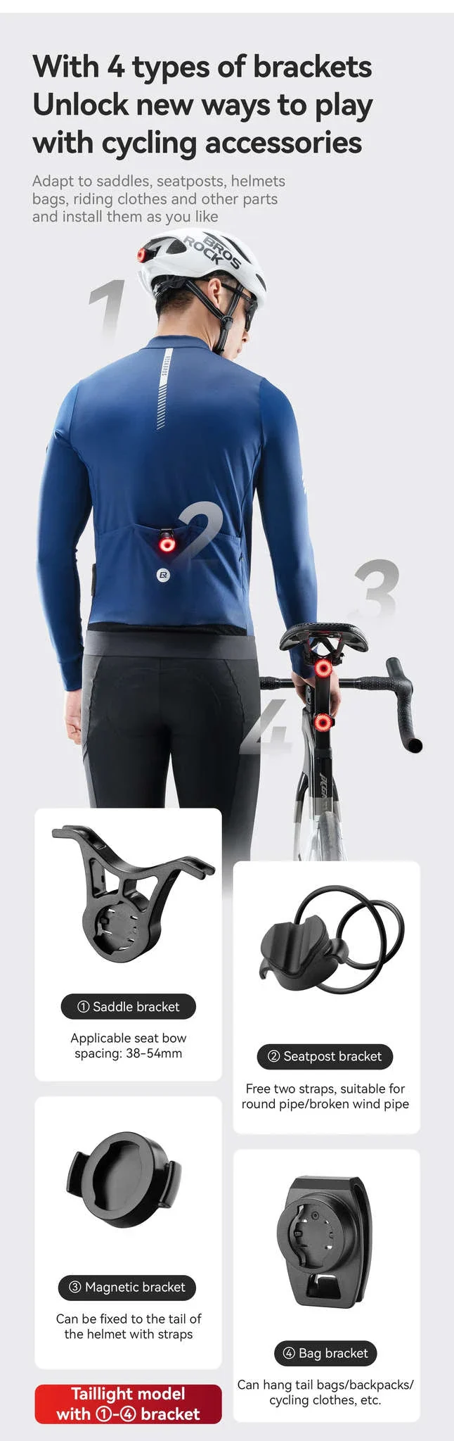 ROCKBROS Smart Bike Tail Light with Brake Sensing & Solar Power - Image 10