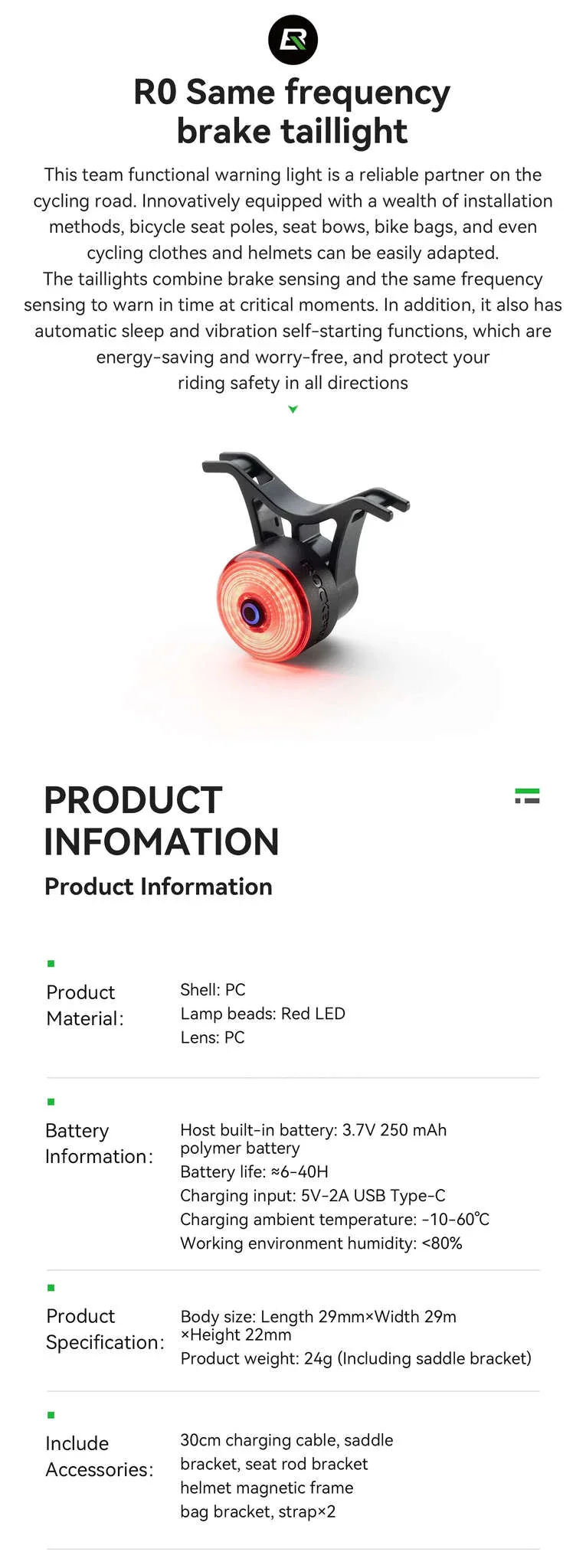 ROCKBROS Smart Bike Tail Light with Brake Sensing & Solar Power - Image 8
