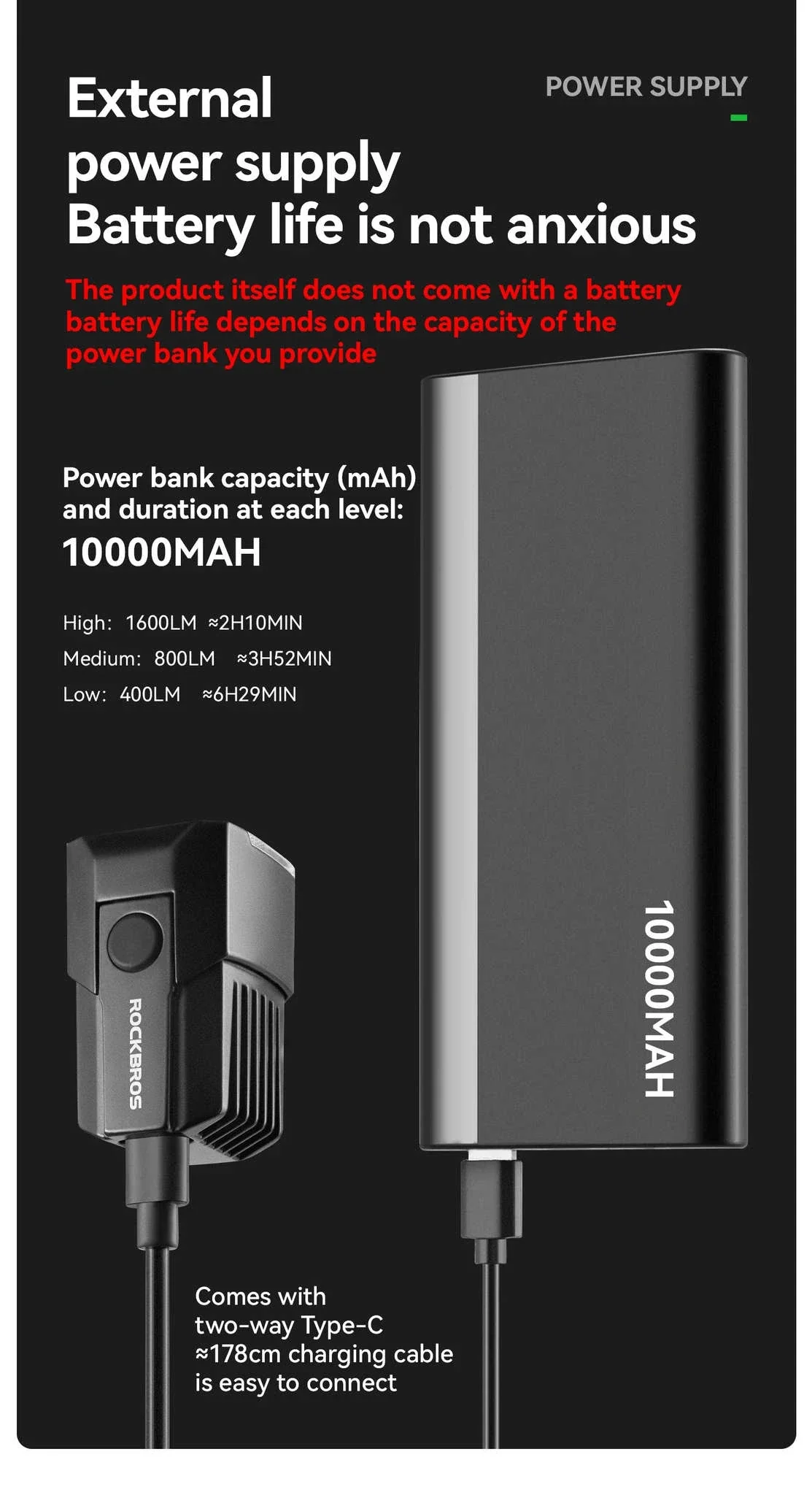 1600LM Bike Front Light IPX5 Waterproof Smart Sensor Headlight - Image 15