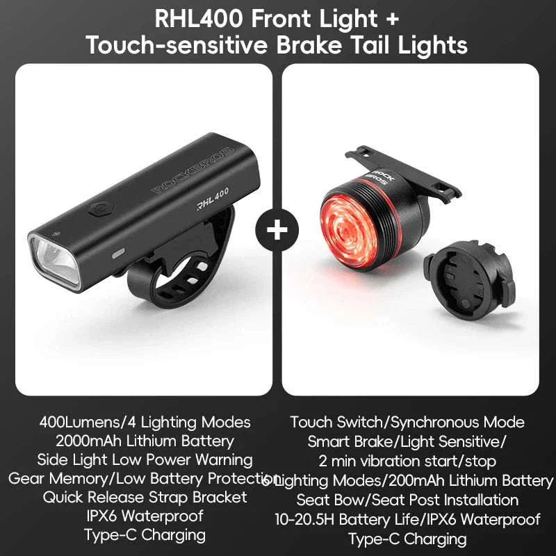 Bike Light Set with Smart Brake Sensor Tail Light 200/400LM - Image 28