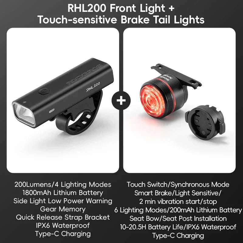 Bike Light Set with Smart Brake Sensor Tail Light 200/400LM - Image 29