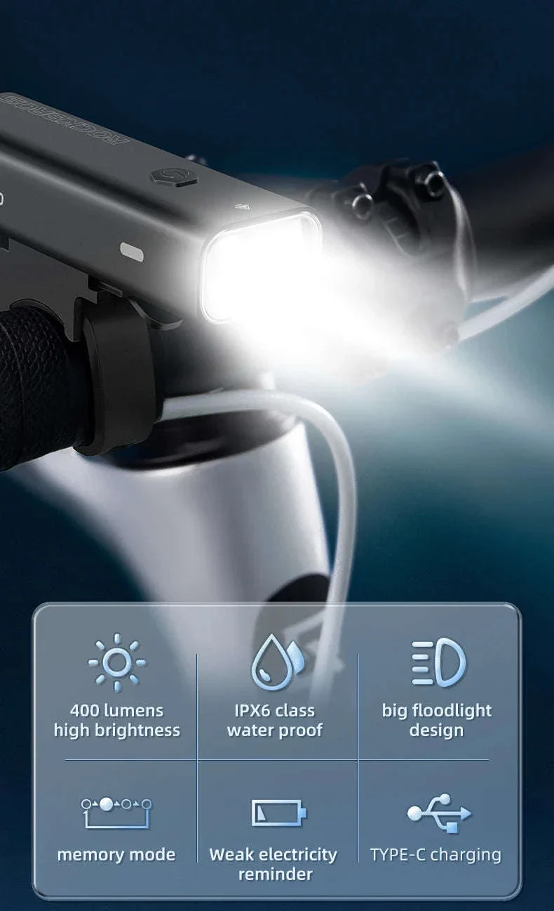 USB-C Rechargeable Bike Light 400–800LM Waterproof Front Headlight - Image 8