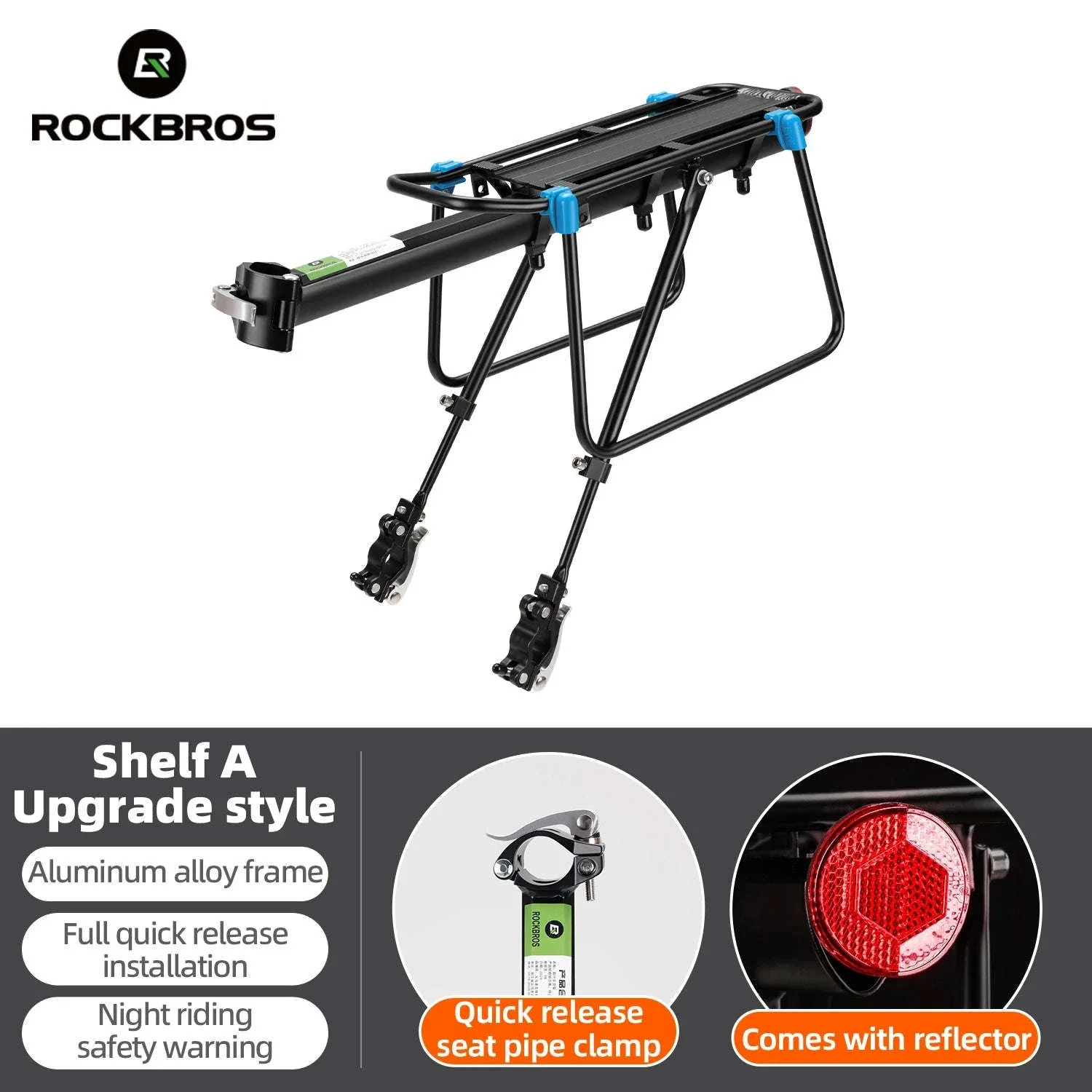 Aluminum Alloy Bike Rear Rack 25kg Detachable Cargo Carrier - Image 20