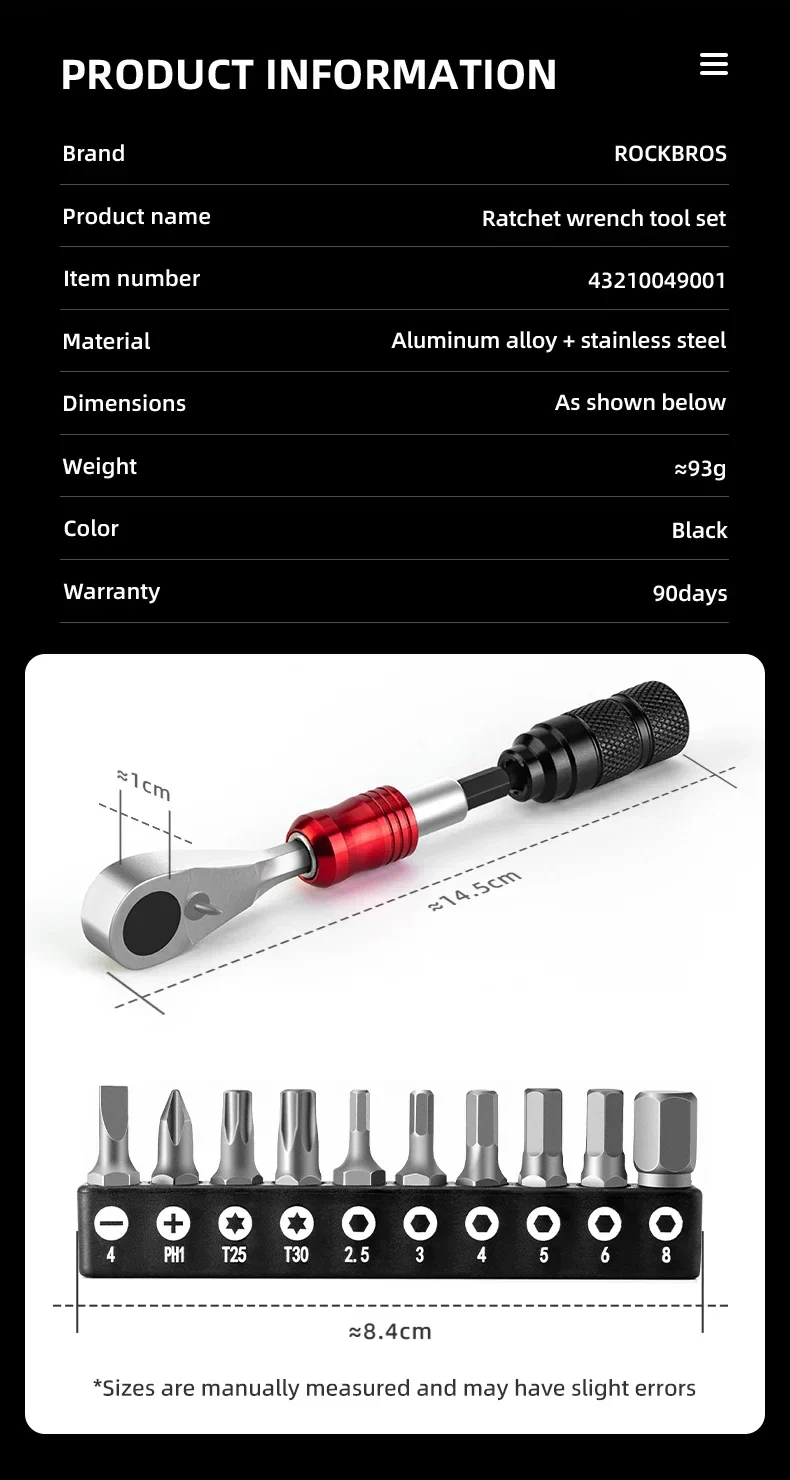72 Tooth Bike Ratchet Wrench Tool Set Lightweight Repair Kit - Image 9