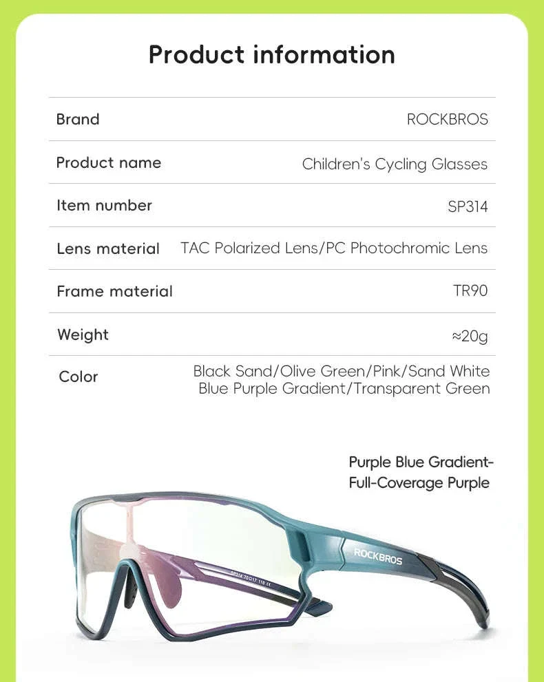 Kids Photochromic Cycling Sunglasses UV400 Protective Sports Eyewear - Image 8