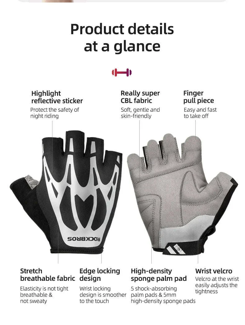 Breathable Half Finger Cycling Gloves Shockproof MTB Bike Gloves - Image 11