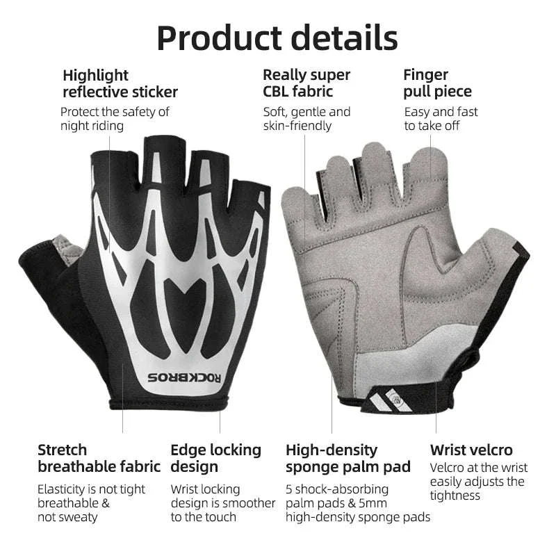 Breathable Half Finger Cycling Gloves Shockproof MTB Bike Gloves - Image 4