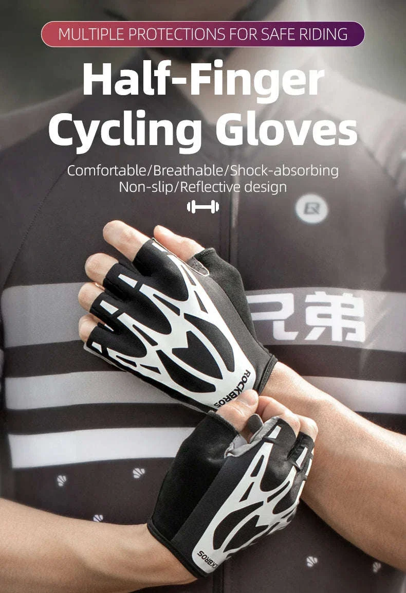 Breathable Half Finger Cycling Gloves Shockproof MTB Bike Gloves - Image 7