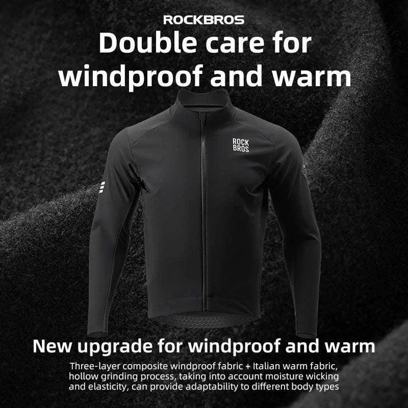 Men’s Thermal Cycling Jacket Windproof Fleece Bike Coat - Image 6