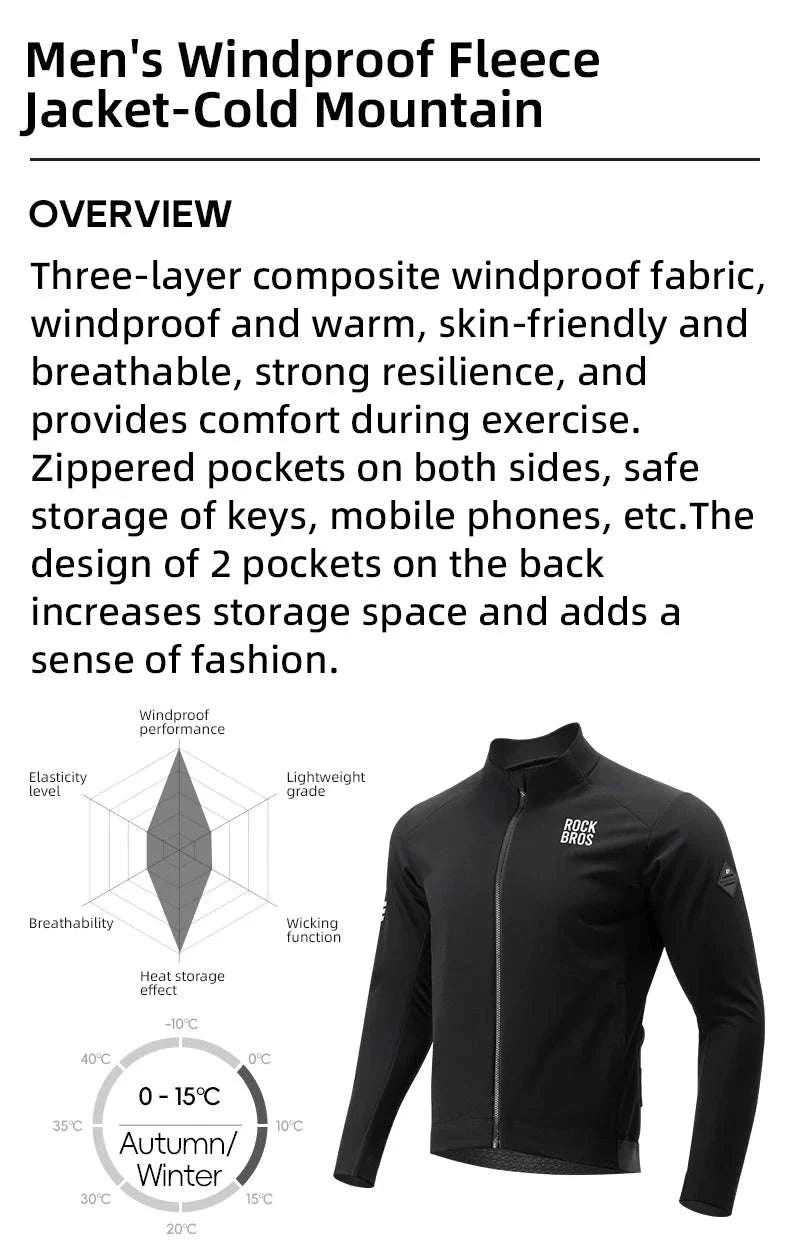 Men’s Thermal Cycling Jacket Windproof Fleece Bike Coat - Image 8