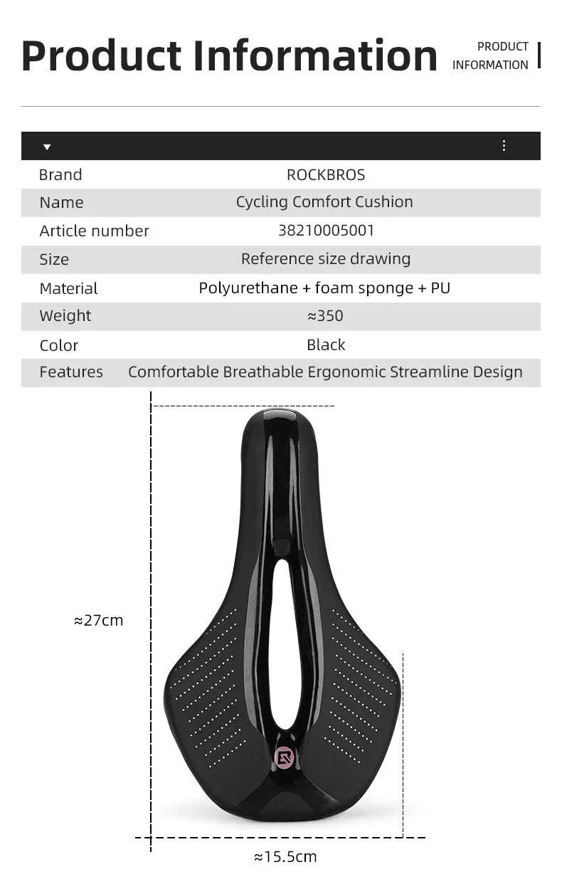 Breathable Bicycle Saddle with Ergonomic Cutout for Long Rides - Image 8