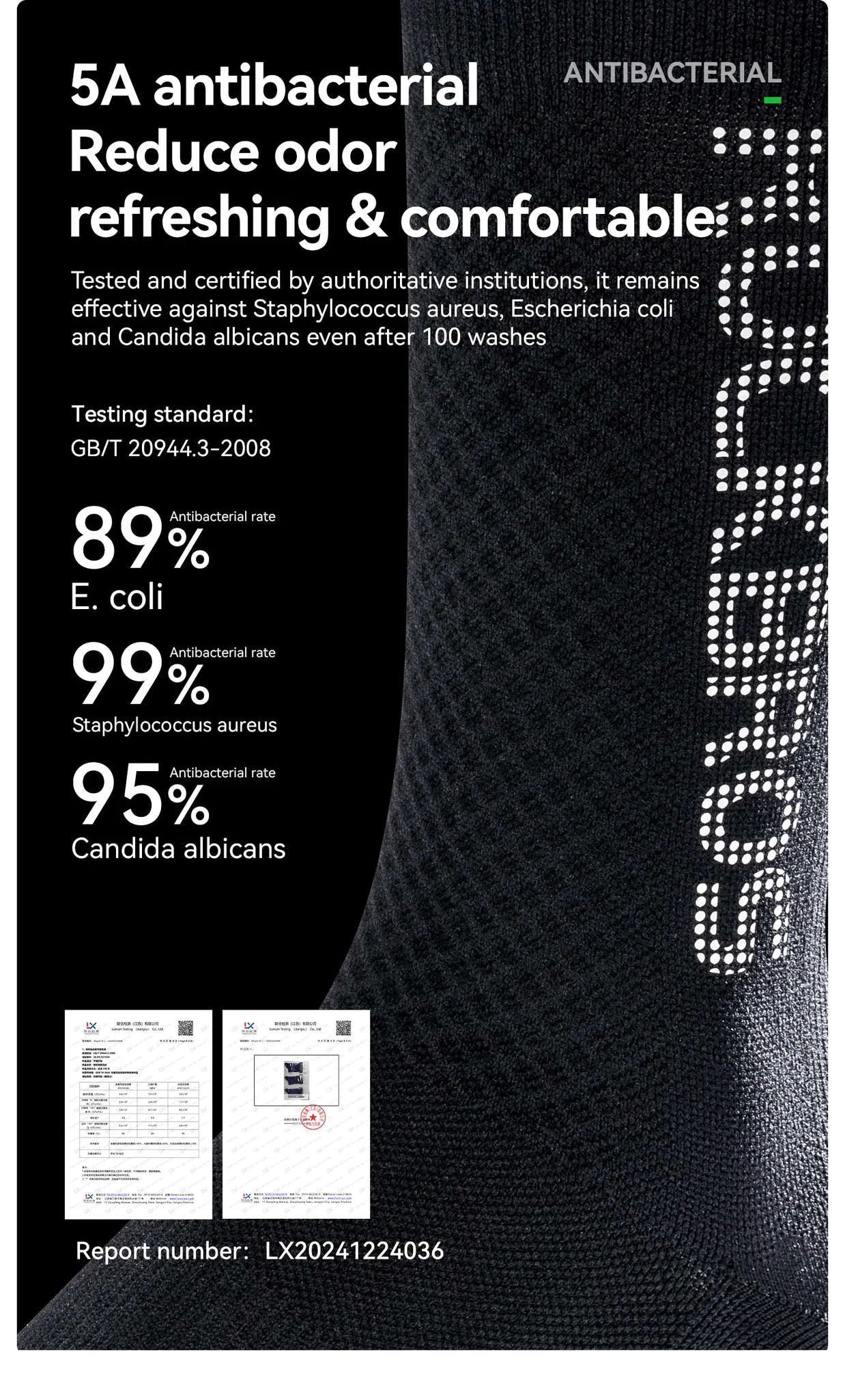 Cycling Socks Breathable Antibacterial Reflective 2 Pairs - Image 10