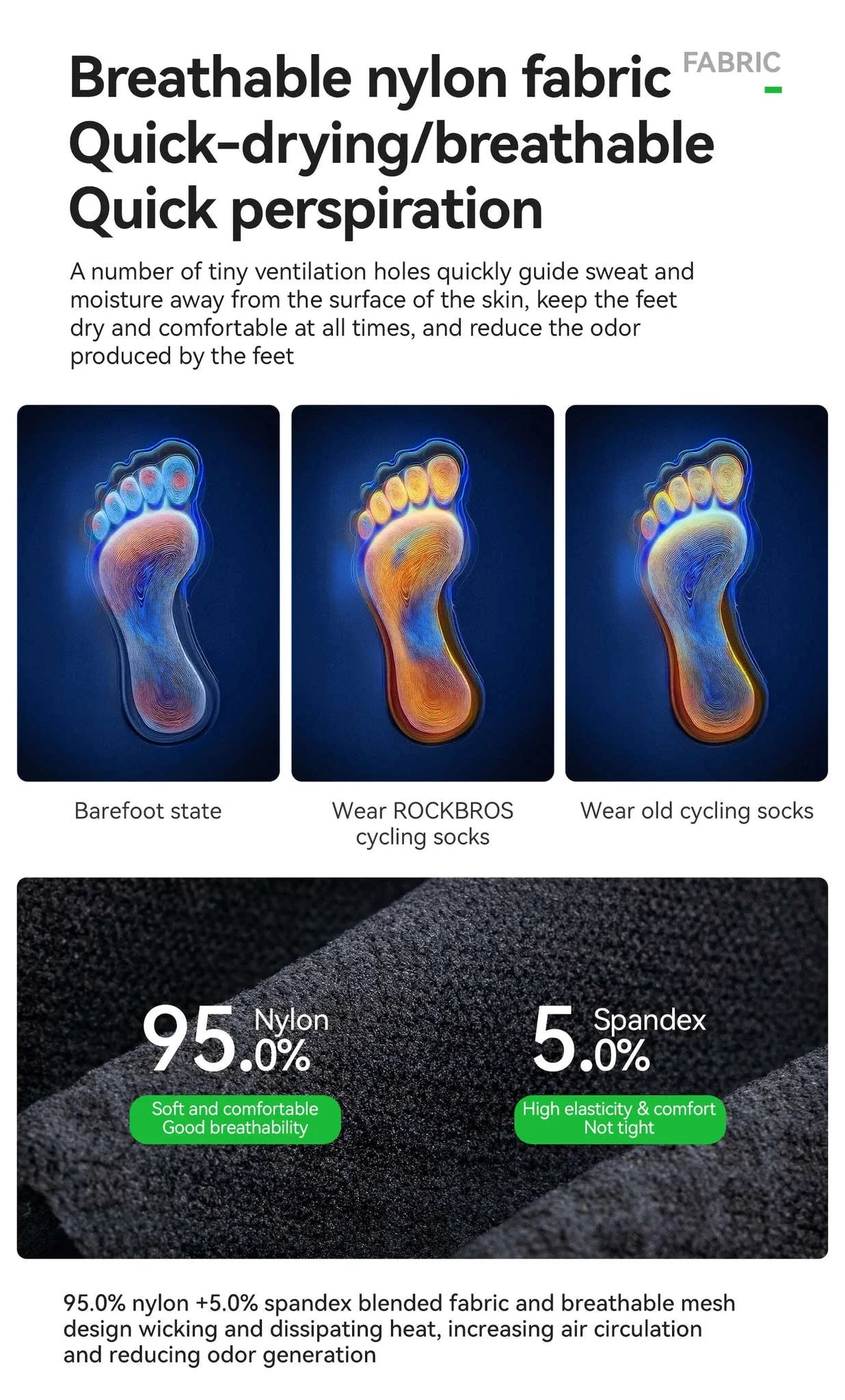 Cycling Socks Breathable Antibacterial Reflective 2 Pairs - Image 12