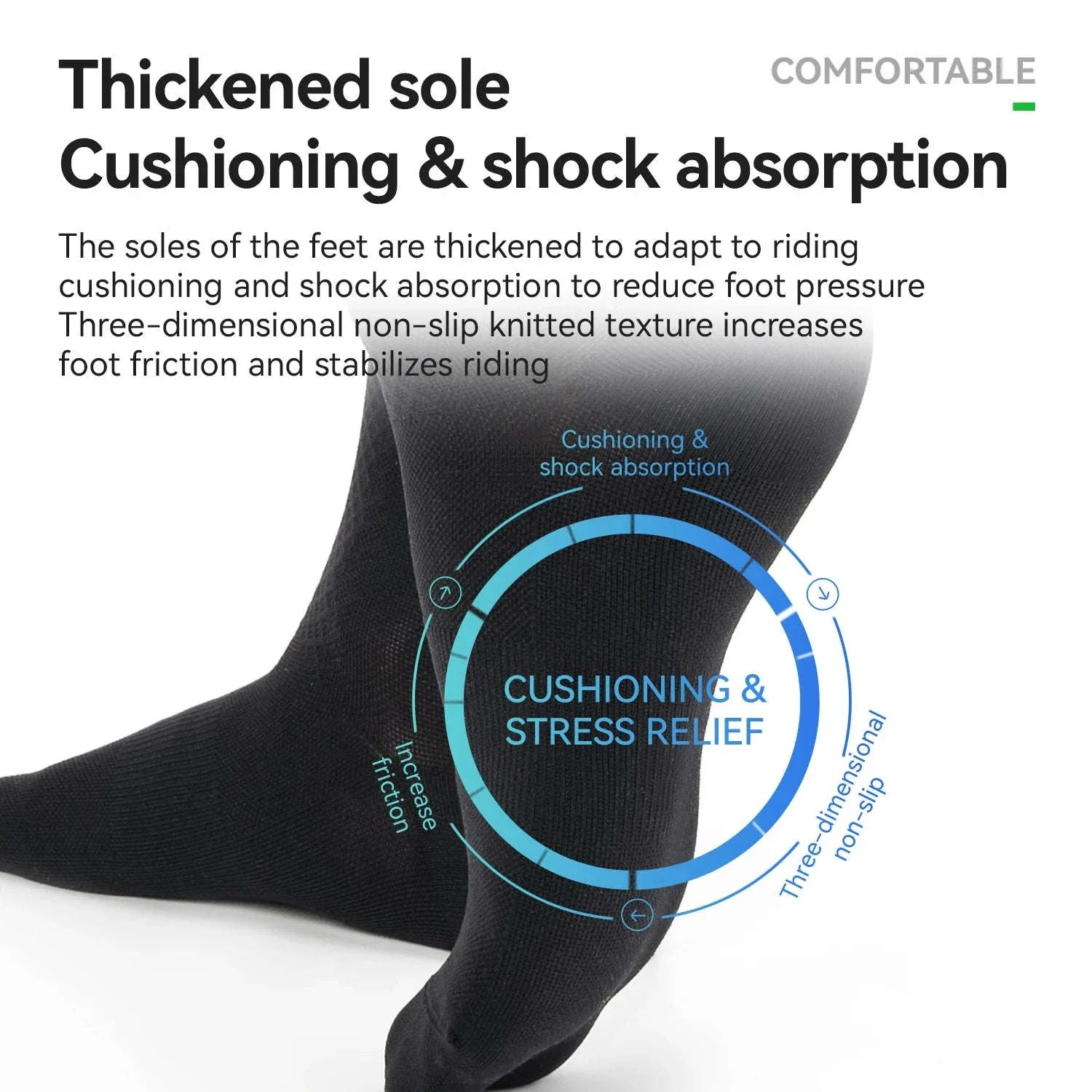 Cycling Socks Breathable Antibacterial Reflective 2 Pairs - Image 2