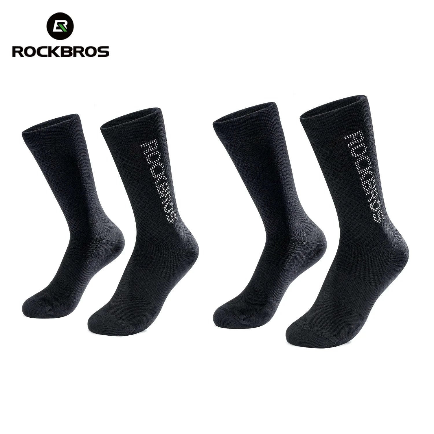 Cycling Socks Breathable Antibacterial Reflective 2 Pairs - Image 22